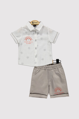Erkek Bebek Güneş Baskılı Takım 6-18M Kumru Bebe 1075-4274 Beyaz