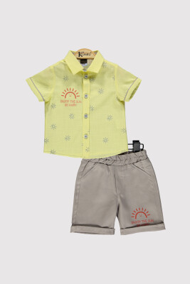 Erkek Bebek Güneş Baskılı Takım 6-18M Kumru Bebe 1075-4274 Sarı