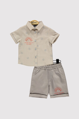 Erkek Bebek Güneş Baskılı Takım 6-18M Kumru Bebe 1075-4274 Bej