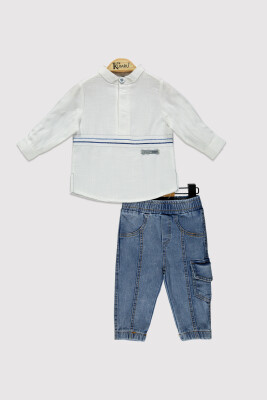 Erkek Bebek Nakışlı Takım 6-18M Kumru Bebe 1075-4229 Beyaz