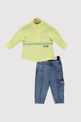 Erkek Bebek Nakışlı Takım 6-18M Kumru Bebe 1075-4229 Sarı