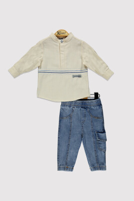 Erkek Bebek Nakışlı Takım 6-18M Kumru Bebe 1075-4229 Bej