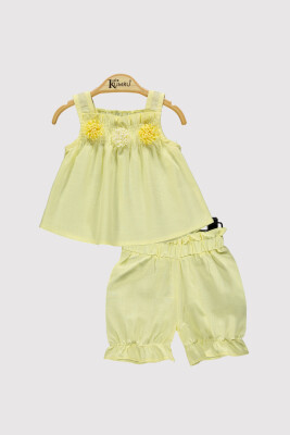 Kız Bebek Askılı Çiçekli Takım 6-18M Kumru Bebe 1075-4394 Sarı