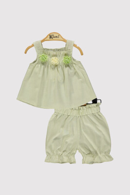 Kız Bebek Askılı Çiçekli Takım 6-18M Kumru Bebe 1075-4394 Mint yeşili