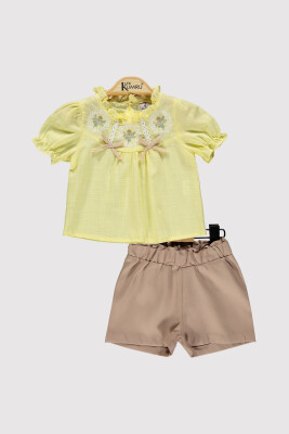 Kız Bebek Dik Yaka Fİyonklu Takım 6-18M Kumru Bebe 1075-4241 Sarı