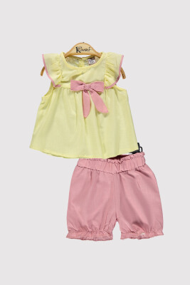 Kız Bebek Fırfır Kollu Fiyonklu Takım 6-18M Kumru Bebe 1075-4383 Sarı