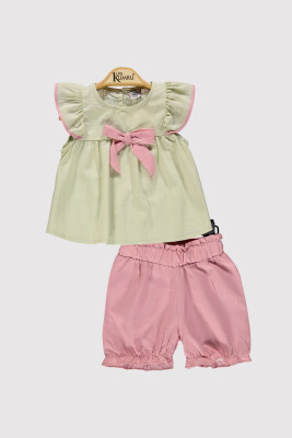 Kız Bebek Fırfır Kollu Fiyonklu Takım 6-18M Kumru Bebe 1075-4383 - Kumru Bebe