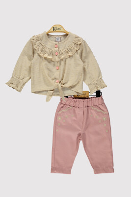 Kız Bebek Gömlekli Takım 6-18M Kumru Bebe 1075-4218 Bej