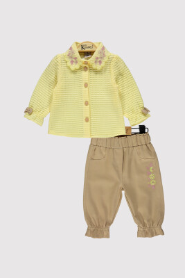 Kız Bebek Nakışlı Gömlek Takım 6-18M Kumru Bebe 1075-4215 Sarı