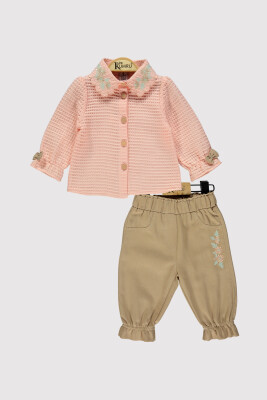 Kız Bebek Nakışlı Gömlek Takım 6-18M Kumru Bebe 1075-4215 Somon