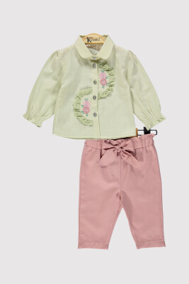 Kız Bebek Nakışlı Takım 6-18M Kumru Bebe 1075-4226 Mint yeşili