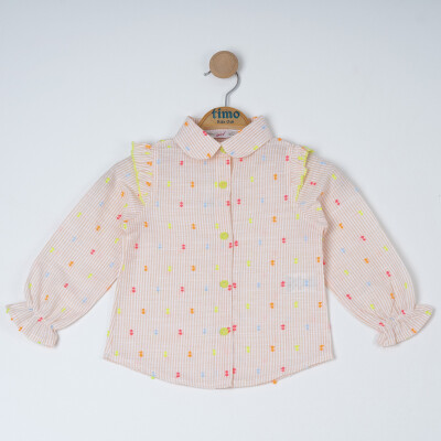 Kız Çocuk Bebe Yakalı Bluz 6-9Y Timo 1018-TK5DÜ012257543 Açık Somon