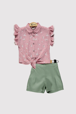 Kız Çocuk Çiçek Baskılı Takım 2-5Y Kumru Bebe 1075-4252 Gül Kurusu