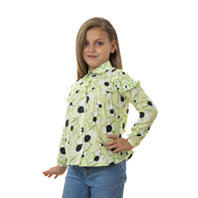 Kız Çocuk Gül Desenli Gömlek 2-5Y Timo 1018-TK5DÜ014244282 - Timo