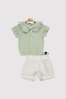 Kız Çocuk Lazer Yaka Nakışlı Takım 2-5Y Kumru Bebe 1075-4276 Mint yeşili