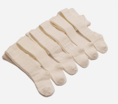 Toptan 6'lı Bebek Külotlu Çorap Defne 1064-KKLT-J004-21(0-6) Beyaz