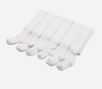 Toptan 6'lı Bebek Külotlu Çorap Defne 1064-UKLT-001-21(12-18) Beyaz