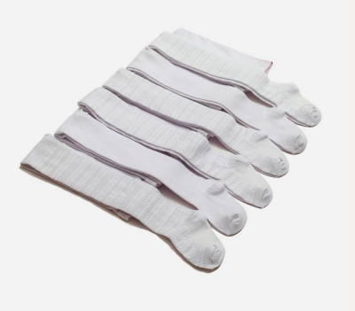 Toptan 6'lı Desenli Bebek Külotlu Çorap Defne 1064-KKLT-J005-21(0-6) Beyaz
