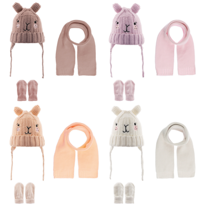 Toptan Bebek 3'lü Şapka Eldiven ve Atkı Takım 0-18M kitti 1085-K23150-03 - kitti