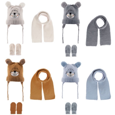Toptan Bebek 3'lü Şapka Eldiven ve Atkı Takım 0-18M kitti 1085-K23150-07 - kitti