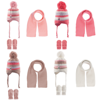 Toptan Bebek 3'lü Şapka Eldiven ve Atkı Takım Set 0-18M kitti 1085-K23150-04 - kitti