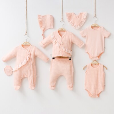 Toptan Bebek 8'li Yenidoğan Takım 0-3M Minizeyn 2014-2001 Somon