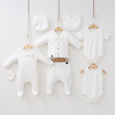 Toptan Bebek 8'li Yenidoğan Takım 0-3M Minizeyn 2014-2002 Ekru