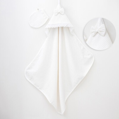Toptan Bebek Havlu 80*90 Minizeyn 2014-1002 Ekru