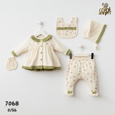 Toptan Bebek Yenidoğan Çiçekli 5'li Takım 0-3M Minizeyn 2014-7068 - Minizeyn (1)