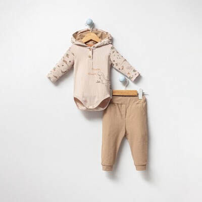 Toptan Erkek Bebek 2'li Badi ve Pantolon Takımı 3-12M Bubbles 2040-3007 - Bubbles (1)