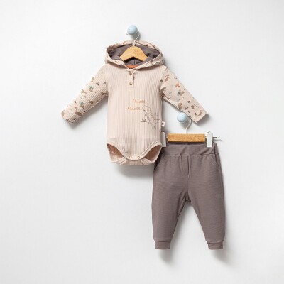 Toptan Erkek Bebek 2'li Badi ve Pantolon Takımı 3-12M Bubbles 2040-3007 - Bubbles