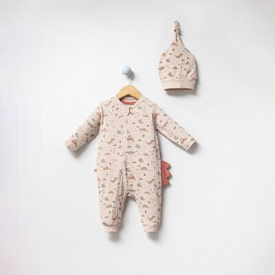 Toptan Erkek Bebek Şapkalı Tulum 0-9M Bubbles 2040-3001 - Bubbles