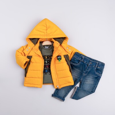 Toptan Erkek Çocuk 3'lü Mont Sweat ve Kot Pantolon Takım 6-24M Bubbly 2035-2053 - Bubbly