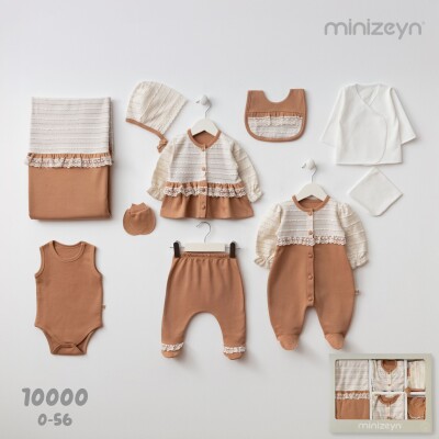 Toptan Kız Bebek 10'lu Yenoğan Set Kutulu 0-3M Minizeyn 2014-10000 - Minizeyn