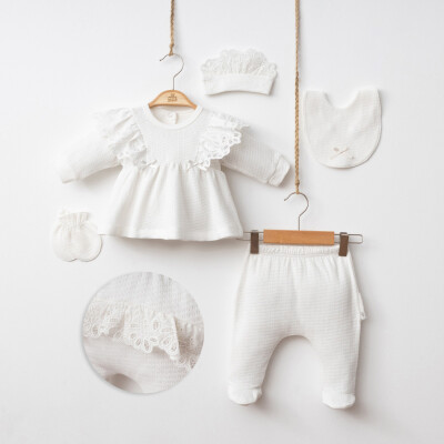 Toptan Kız Bebek 5'li Yeni Doğan Set 0-3M Minizeyn 2014-7059 - Minizeyn
