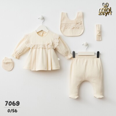 Toptan Kız Bebek 5'li Yenidoğan Set 0-3M Minizeyn 2014-7069 - Minizeyn