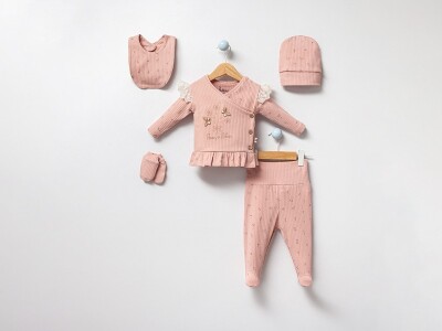 Toptan Kız Bebek 5'li Yenidoğan Takım 0-3M Bubbles 2040-3021 - Bubbles