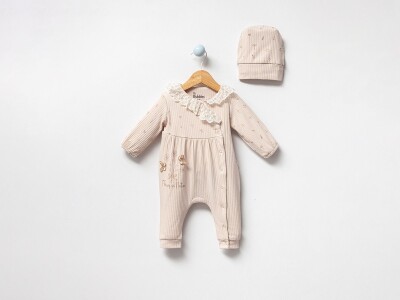 Toptan Kız Bebek Şapkalı Tulum 0-9M Bubbles 2040-3020 - Bubbles (1)