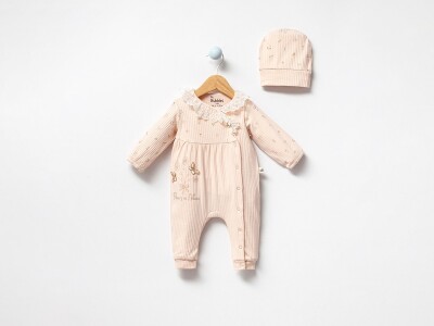 Toptan Kız Bebek Şapkalı Tulum 0-9M Bubbles 2040-3020 Somon