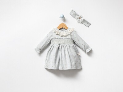 Toptan Kız Bebek Taçlı Elbise 3-12M Bubbles 2040-3017 Mint yeşili