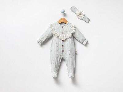 Toptan Kız Bebek Taçlı Tulum 0-9M Bubbles 2040-3019 - Bubbles