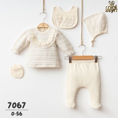 Toptan Kız Bebek Yenidoğan 5'li Zıbın Takım 0-3M Minizeyn 2014-7067 - Minizeyn (1)