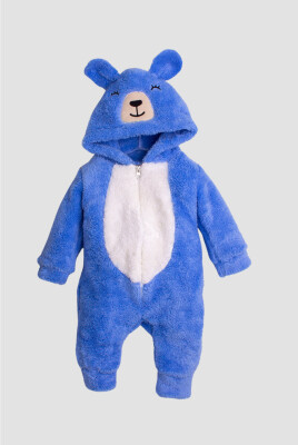 Toptan Unisex Bebek Kapşonlu Welsoft Tulum 3-12M Kidexs 1026-40112 - Kidexs