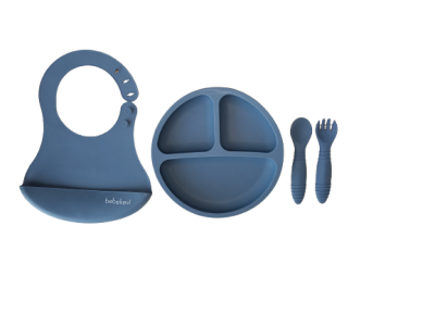 Unisex Baby Food Set with Luxury Slicone 6-36M Bebek Evi 1045-BEVİ 1231 Dark gray