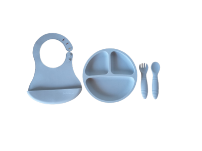 Unisex Baby Food Set with Luxury Slicone 6-36M Bebek Evi 1045-BEVİ 1231 Light gray