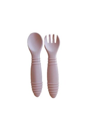 Unisex Baby Silicone Food Set with Fork and Spoon 6-36M Bebek Evi 1045-BEVİ 1261 - Bebek Evi