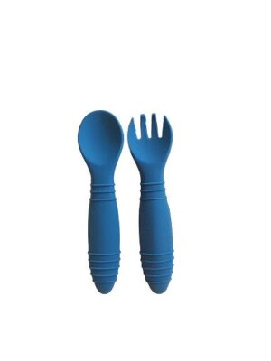 Unisex Baby Silicone Food Set with Fork and Spoon 6-36M Bebek Evi 1045-BEVİ 1261 Dark gray