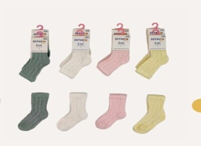 Wholesale 12pcs Girls Sockette Socks 3-4Y Defne 1064-DFN1B-K001-23(3-4) - Defne