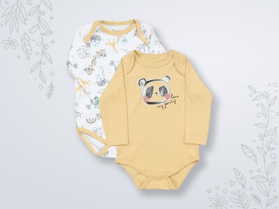 Wholesale 2-Piece Baby Boys Onesies 3-18M Miniworld 1003-16451 Mustard