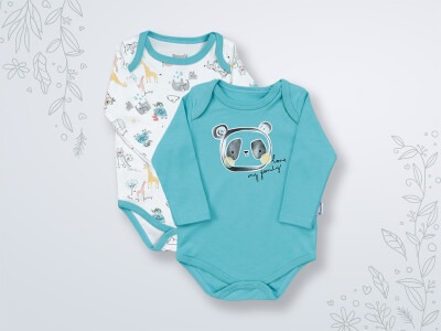 Wholesale 2-Piece Baby Boys Onesies 3-18M Miniworld 1003-16451 Nile Green